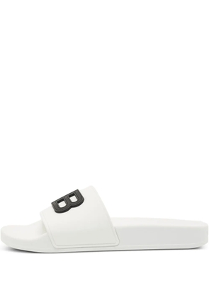 Balenciaga Pre-Owned BB-embellishment slides - White