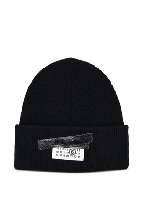 MM6 Maison Margiela ribbed tape cotton beanie - Black