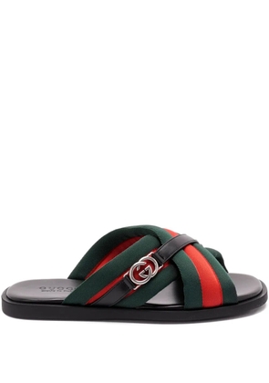 Gucci Maverik Web-striped cross-strap sandals - Black