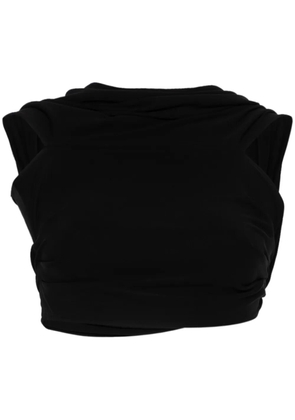 Casablanca crepe draped crop top - Black