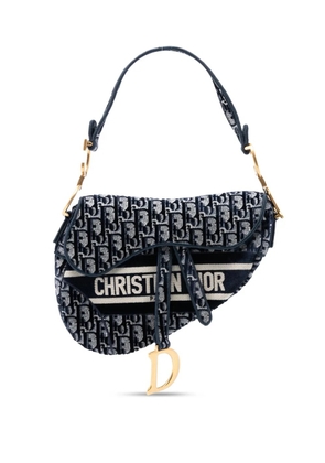 Christian Dior Pre-Owned 2021 Oblique Embroidered Canvas Saddle Bag shoulder bag - Blue