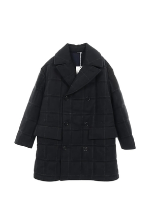 Hermès Pre-Owned 2010s check-pattern double-breasted coat - Black