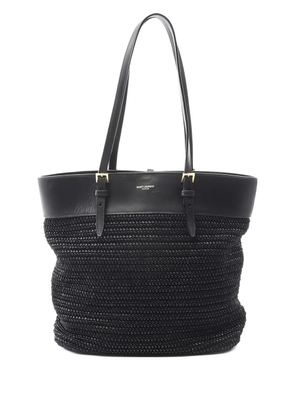 Saint Laurent Pre-Owned 2000s straw leather shoulder bag - Black