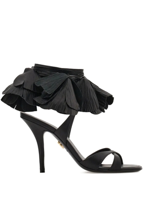 Ferragamo 90mm flower-embellished leather sandals - Black