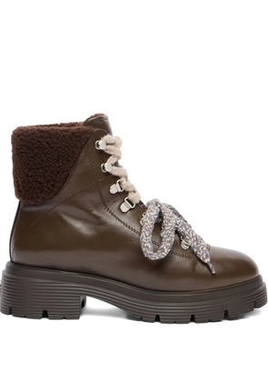 Stuart Weitzman Hudson Lite lace-up shearling boots - Brown