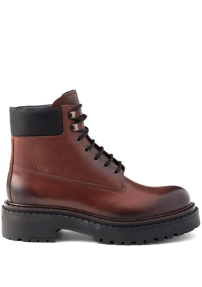 Prada leather work boots - Brown