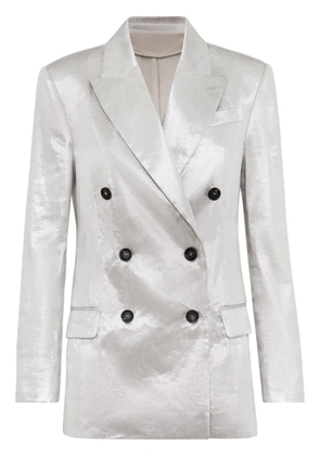 Brunello Cucinelli metallic double-breasted blazer - Grey