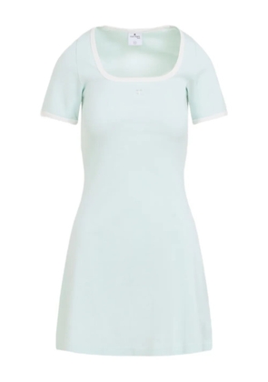 Courrèges square neck logo dress - Blue