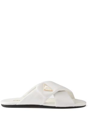 Prada padded nappa-leather slides - White