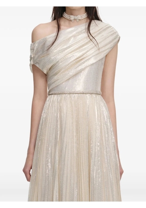 Self-Portrait pleated maxi dress - Neutrals