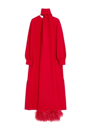 Valentino Garavani feather-trim midi dress - Red