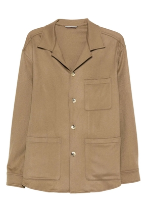 Canali patch-pocket buttoned shirt jacket - Brown
