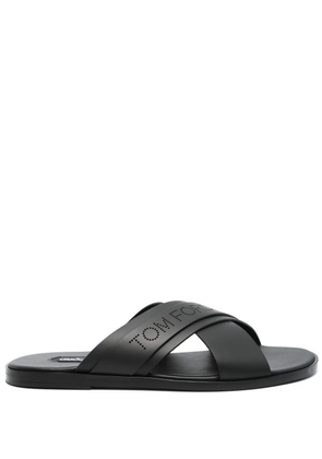 TOM FORD logo-perforated slides - Black