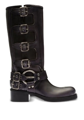 Miu Miu buckle-detail leather boots - Black