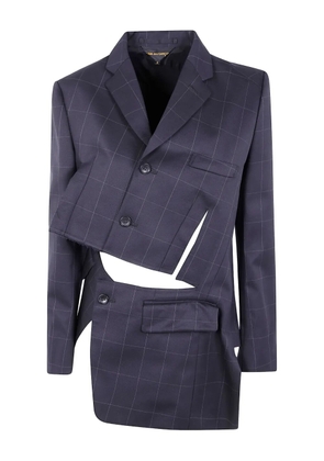 Comme Des Garçons check-pattern jacket - Blue