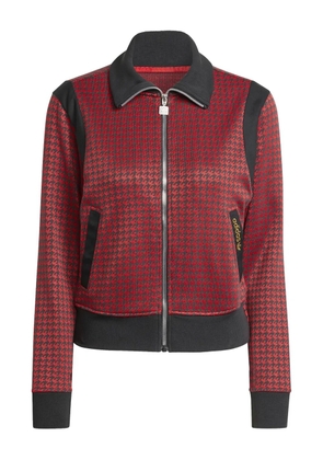 adidas houndstooth-pattern zip-up top - Red