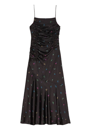 GANNI ruched slip dress - Black