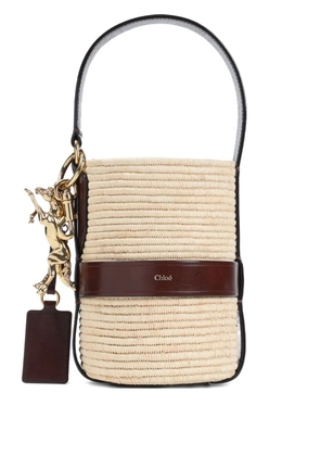 Chloé logo raffia shoulder bag - Neutrals