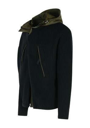 sacai ribbed-knit hooded jacket - Black