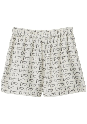 Burberry toggle-print silk shorts - White
