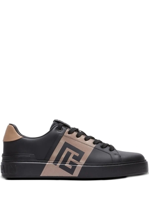 Balmain B-Court logo-detail calfskin sneakers - Black