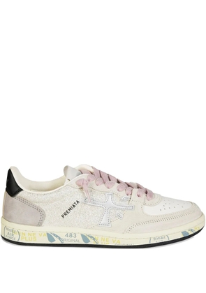 Premiata glitter-appliqué sneakers - Neutrals