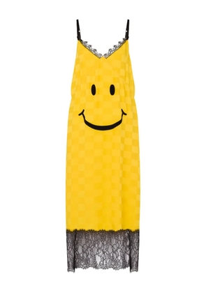 Moschino Smiley graphic lace-trimmed midi dress - Yellow