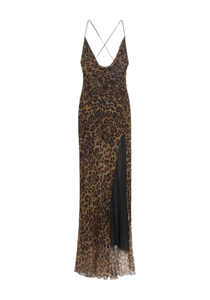 Blumarine leopard-print silk gown - Brown