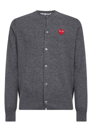 Comme Des Garçons Play button heart-logo cardigan - Grey