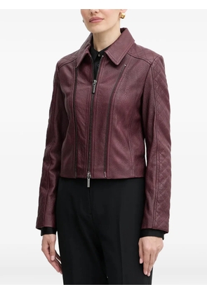 Armani Exchange zip-fastening leather jacket - Red