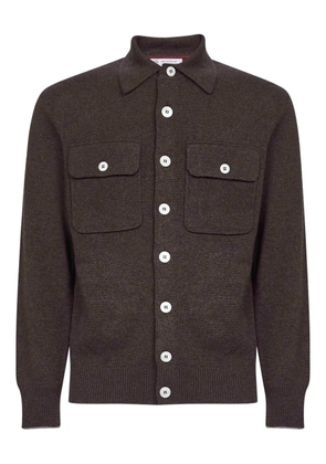 Brunello Cucinelli ribbed-collar patch-pocket cardigan - Brown