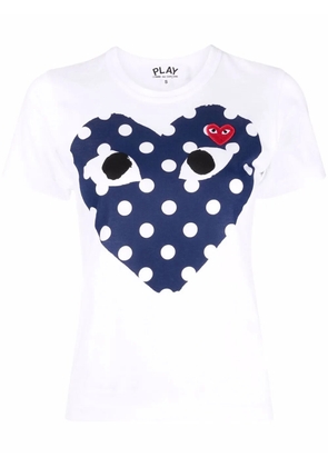 Comme Des Garçons Play heart logo printed T-shirt - White
