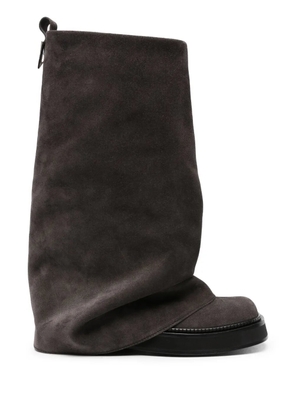 The Attico Robin layered suede boots - Grey