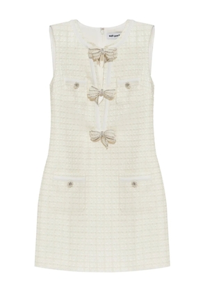 Self-Portrait bouclé mini dress - White