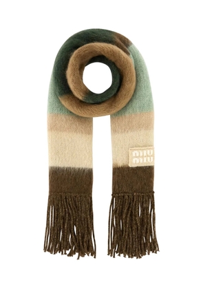 Miu Miu logo-embroidered scarf - Brown