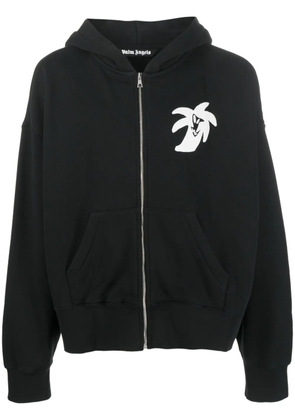 Palm Angels logo-print zip-up hoodie - Black
