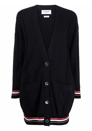 Thom Browne oversized RWB stripe-detail cardigan - Blue