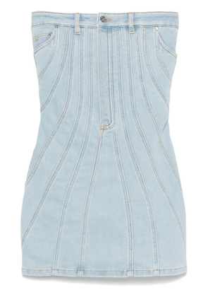 Mugler strapless denim mini dress - Blue