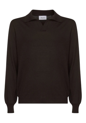 D4.0 V-neck ribbed-cuff polo shirt - Brown