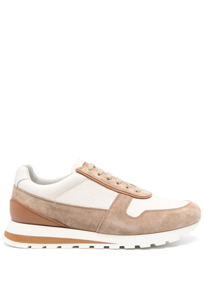 Brunello Cucinelli panelled leather sneakers - Neutrals