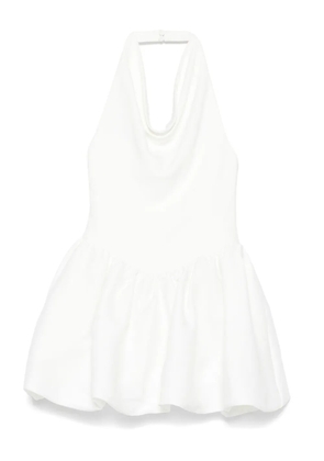 Self-Portrait halterneck gathered mini dress - White