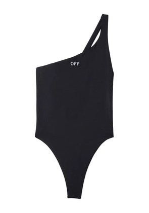 Off-White logo-stamp one-shoulder swimsuit - Black