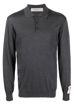 Golden Goose logo-patch wool polo shirt - Grey
