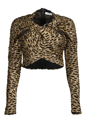 Rabanne animal-print long-sleeve top - Brown