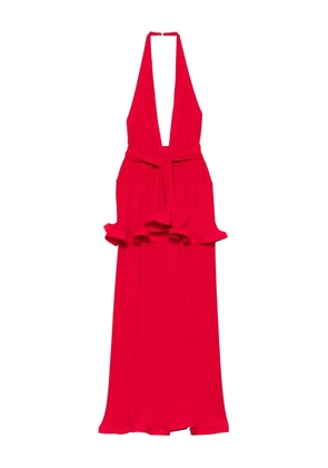 Rowen Rose ruffled pleated maxi dress - Red