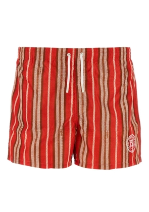 FENDI striped stretch nylon swimming shorts - Red