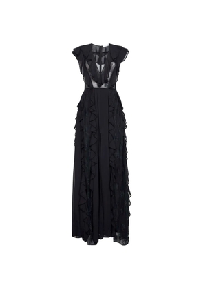 Alina V-neck ruffled maxi dress - Black