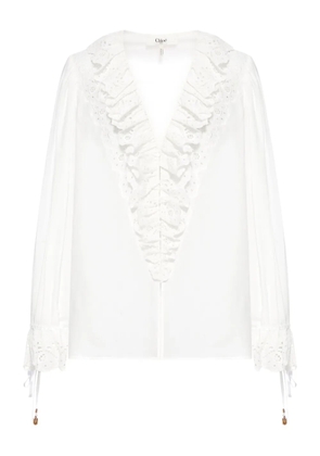 Chloé broderie-anglaise ruffled blouse - White