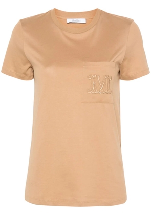 Max Mara Papaia logo-embroidered T-shirt - Neutrals