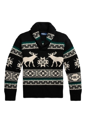 Polo Ralph Lauren shawl collar patterned knitwear - Black